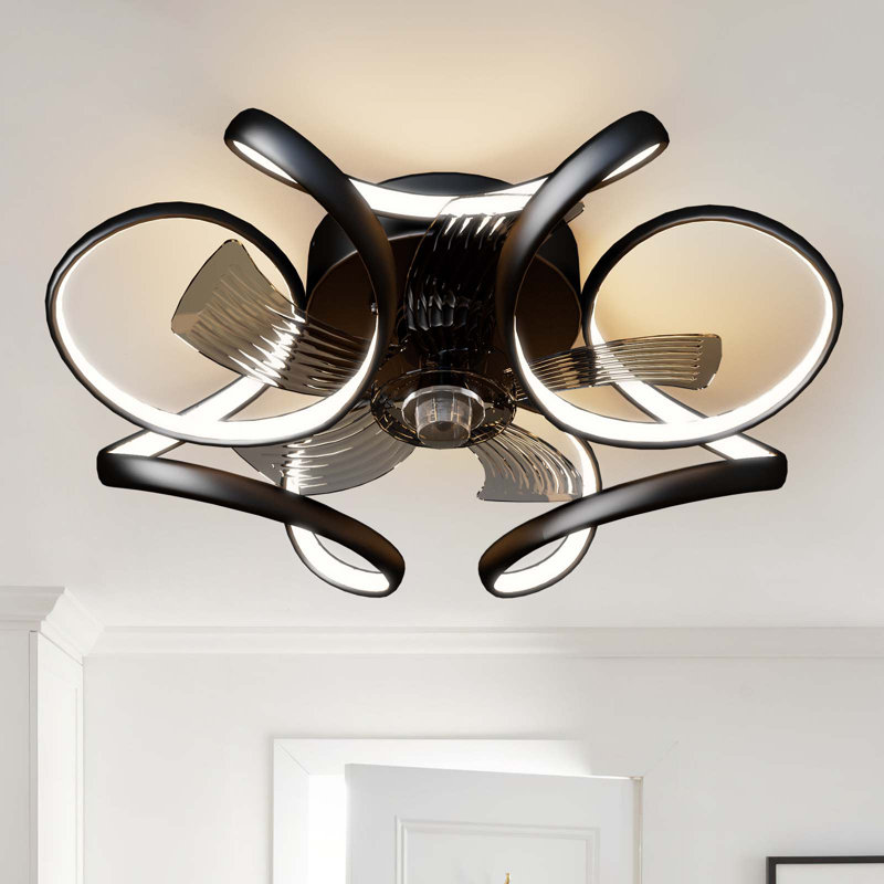 Ventilateurs de plafond d'intérieur de 20,5 po avec éclairage à intensité variable Dalayshia , Noir