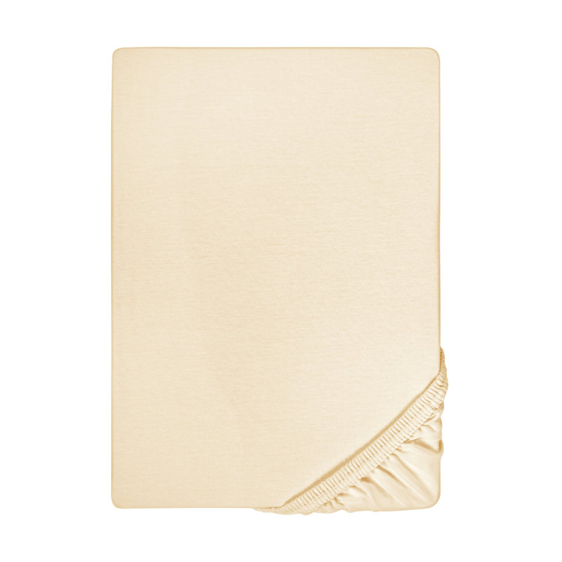 Cotton Blend Jersey Knit Fitted Sheet, 90-100 x 190-220 cm, Champagne