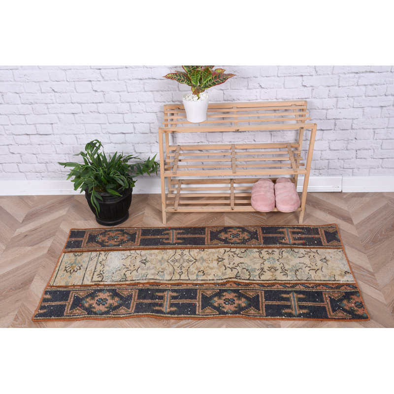 Tapis turc vintage fait à la main en laine rustique pour décoration intérieure bohémienne idéal comme tapis d'entrée