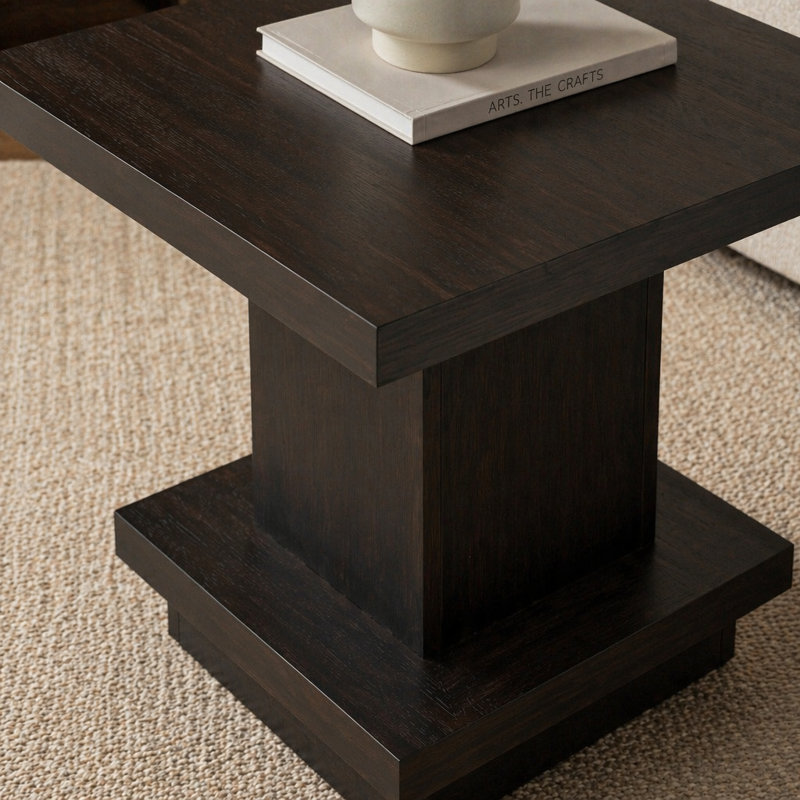 Mbala Cappuccino Square Pedestal End Table
