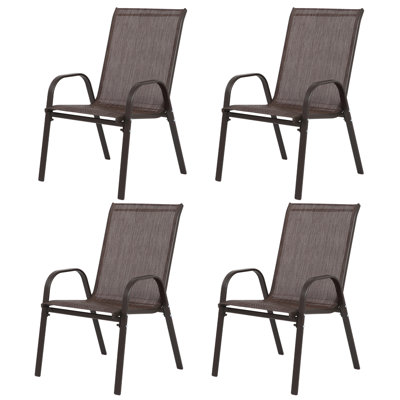 4 Piece Patio Chairs, Outdoor Camping Chairs With Breathable PVC-coated polyester Fabric, Set Of 2 Garden Chairs With Armrest High Backrest For Garden Patio Pool Beach Yard Space Saving
