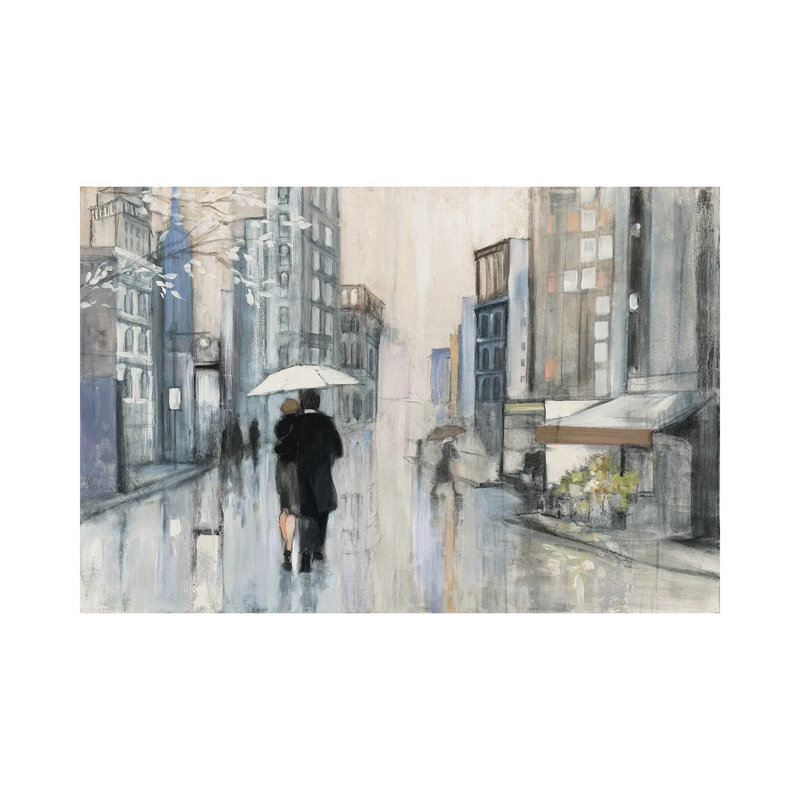 Spring Rain New York Neutral by Julia Purinton - Wrapped Canvas Painting, 20.32 cm H x 30.48 cm W