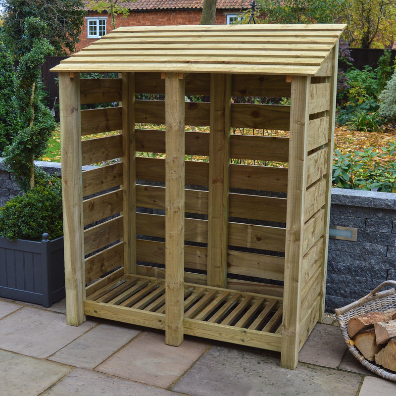 150cm W x 80cm D Solid Wood Log Store, Light Green