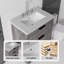 Meuble-lavabo autoportant de 61 cm avec lavabo, tiroir à fermeture amortie, comptoir et dosseret en marbre synthétique blanc granité de 5 cm, contreplaqué