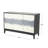 Mango Wood 3 Door And 3 Shelf Black Media Credenza Sideboard With White Front And Blue Striped Pattern