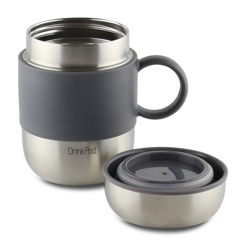 Grunwerg Drink Pod Stainless Steel Travel Mug, Stainless Steel