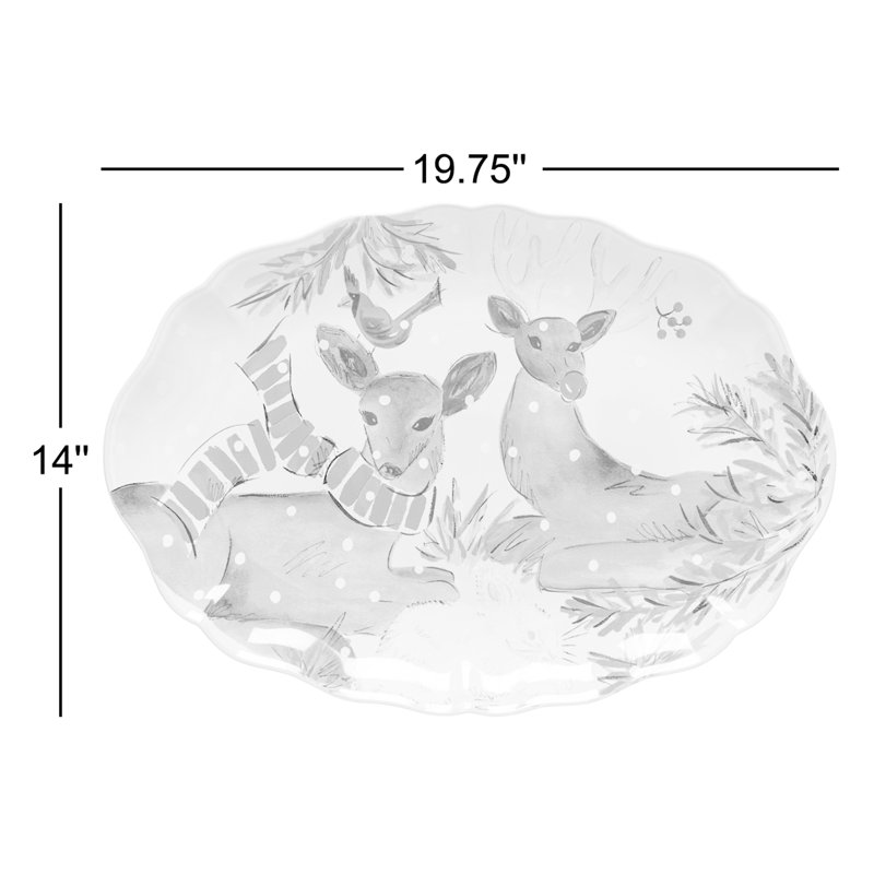 Deer Friends Stoneware Platter