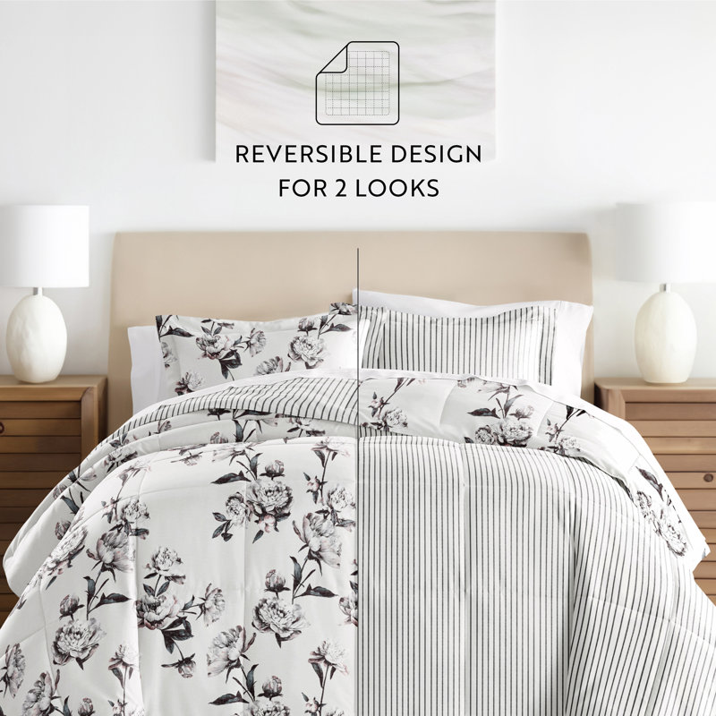 Gray Twin Down Alternative Reversible Comforter Set