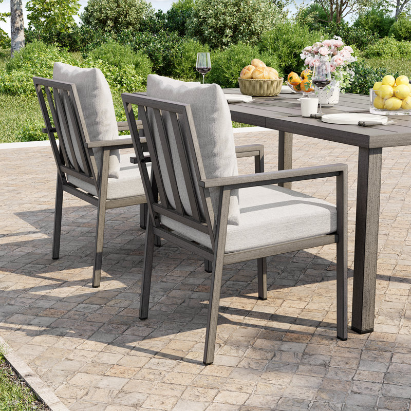 Chaises de patio en aluminium 4 pièces avec coussins gris clair Merrill