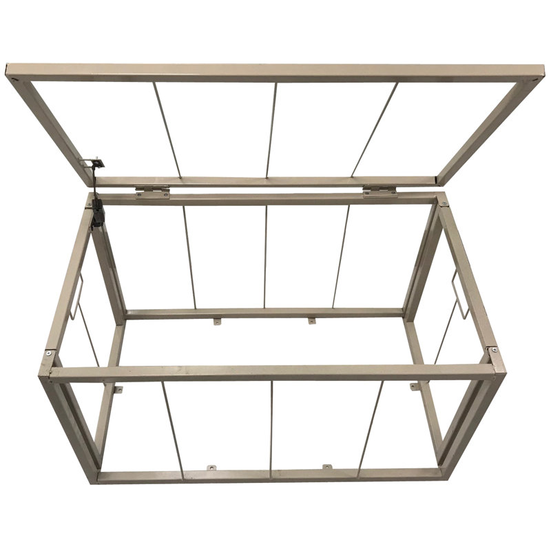 Coffre de rangement robuste en osier de jacinthe d'eau avec charnière de sécurité et structure en métal Ved, H 17,5 po x l 30 po x P 17,5 po, délavé brun