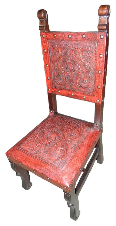 Chaise d'appoint en cuir pleine fleur Tylersburg, Cuir véritable rouge clair