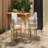 Acacia Wood Outdoor Dining Chairs 2-Pack With Mix White Rope Handles, Washable Waterproof Beige Cushions, 400 Lbs Capacity-1082409855