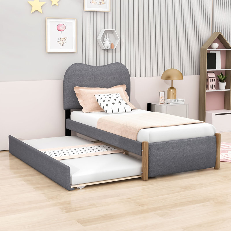 Lit plateforme tapissier Labath, gris, Simple