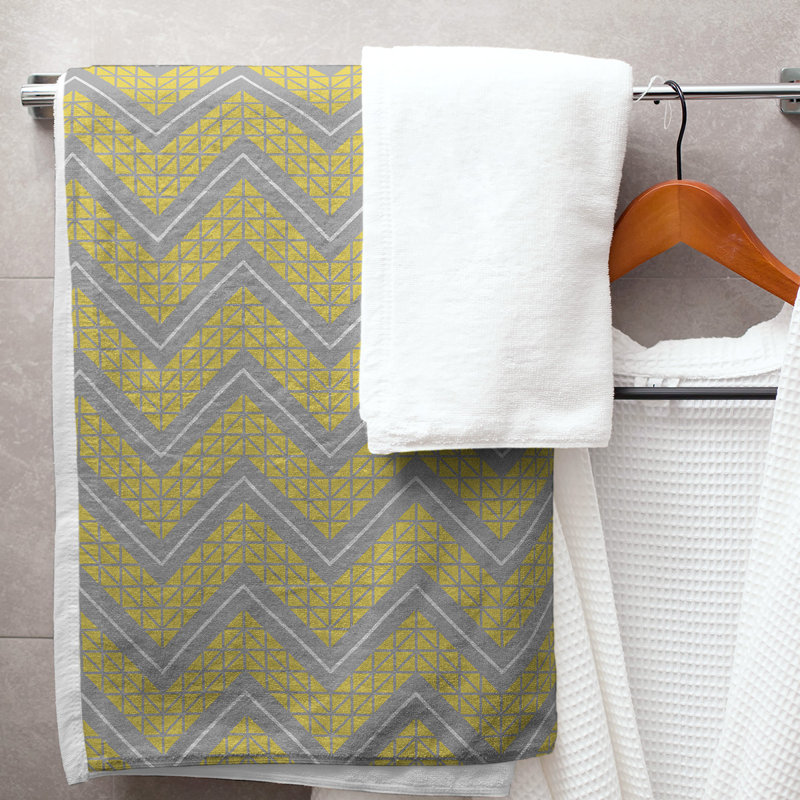 Stephenie Bath Towel, Yellow/Dark Gray