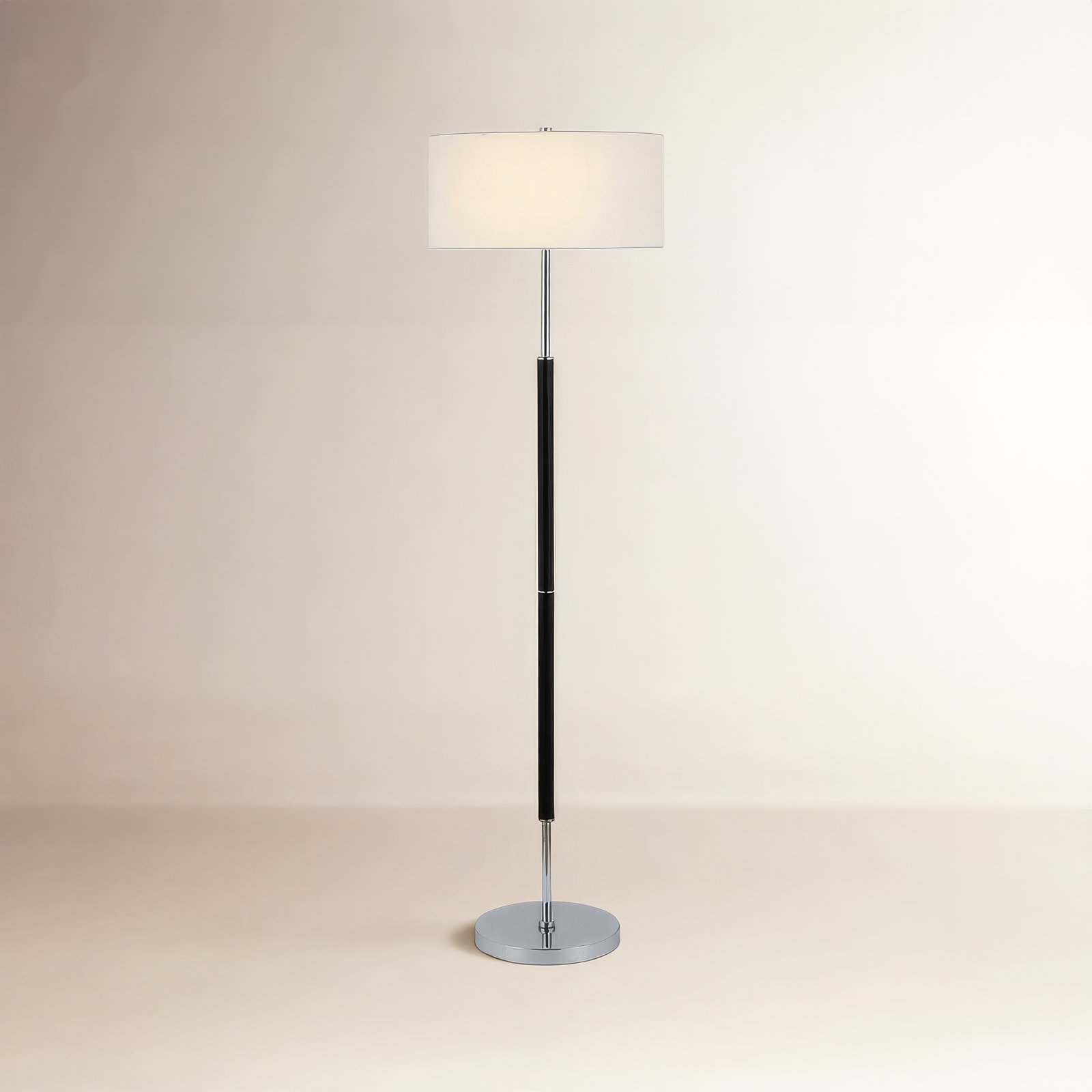 Olie 61" Floor Lamp, Matte Black/Polished Nickel