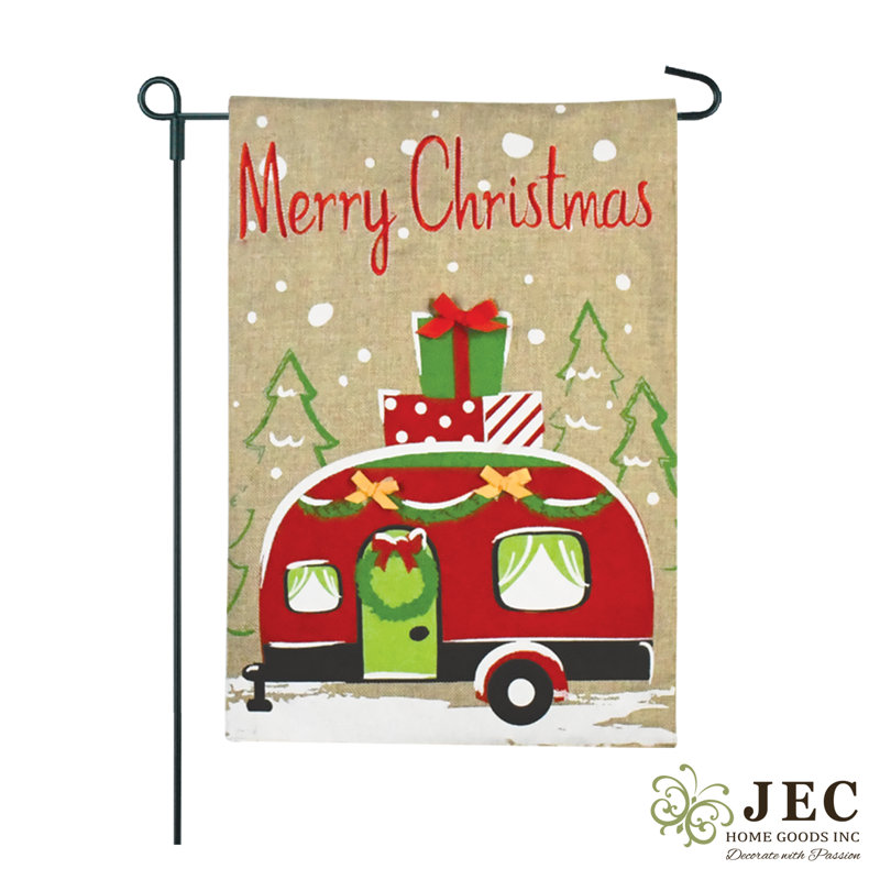 Ensemble de drapeaux en toile de jute 18 x 13 po Merry Christmas