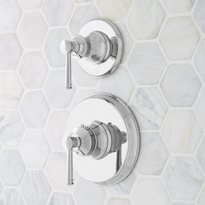 Signature Hardware Beasley Thermostatic Shower Valve with Volume Control Trim & .5" Valves, 0.5", Chrome
