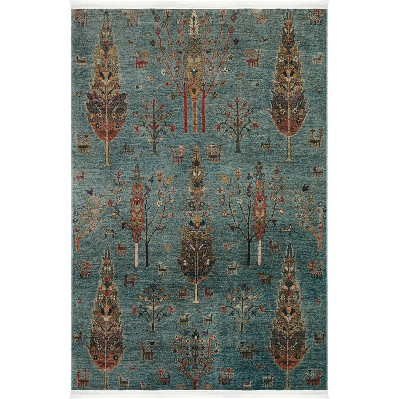 Piersten Floral Machine Made Indoor / Outdoor Area Rug, Rectangle 5'3" x 7'7"