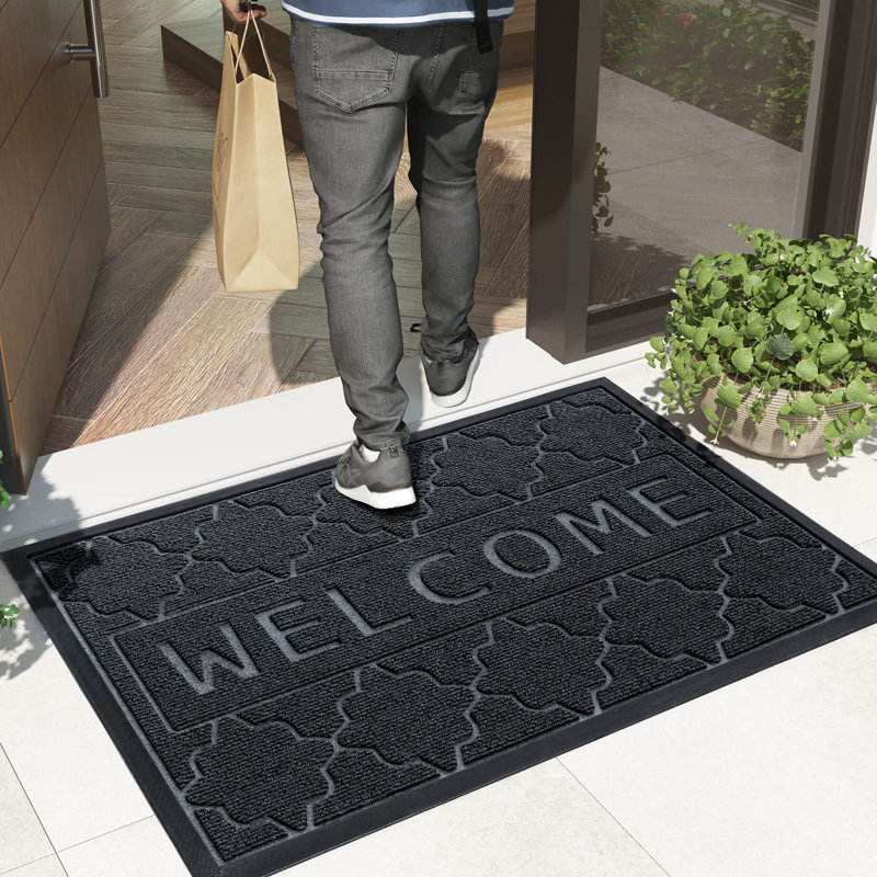 Tapis d'entrée extérieur antidérapant Kunigonde, Gris foncé, L 24 po x L 48 po