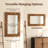 23.6" x 35.5" Hand Carved 3D Parquet Wood Wall Mirror, Rustic Farmhouse Rectangle Decor Mirror, Vertical & Horizontal Hanging Accent Mirror for Entryway Bedroom Living Room