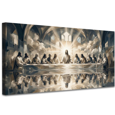 Jésus, art mural, le dernier souper, coucher de soleil éclatant, décoration murale biblique chrétienne pour la salle à manger, le salon, la salle de prière, impression religieuse sur toile de Jésus, 12 x 24 po