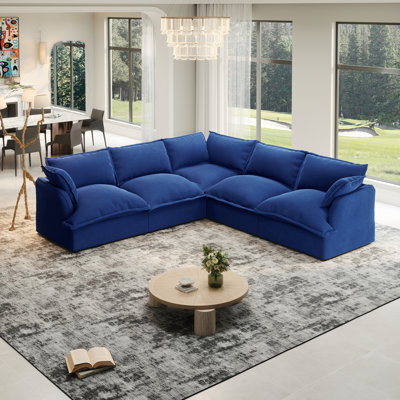 Canapé rembourré modulaire en L de 5 sièges 111,3 po Rino pour canapé de salon (blanc, gris, vert foncé, bleu)