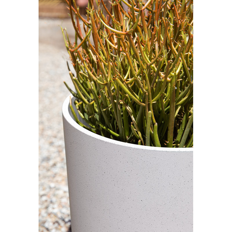 Kona 15" White Plastic-Stone Round Planter