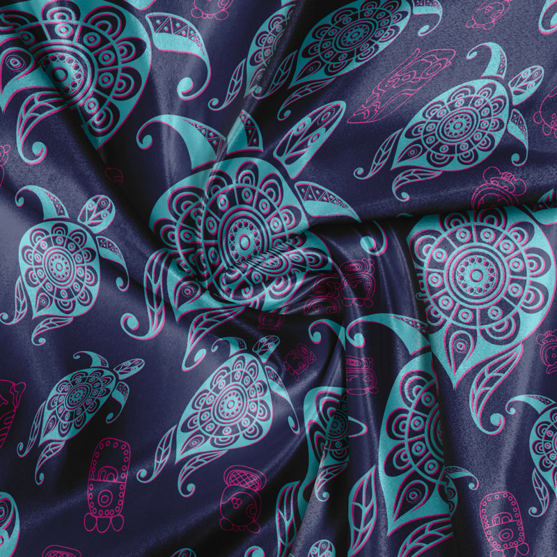 Rustic Curtain, Nautical Animals Maya, Purple Magenta and Aqua