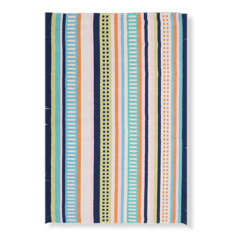 Tapis tissé à la main intérieur et extérieur chromatique, Rectangle 8 pi x 10 pi