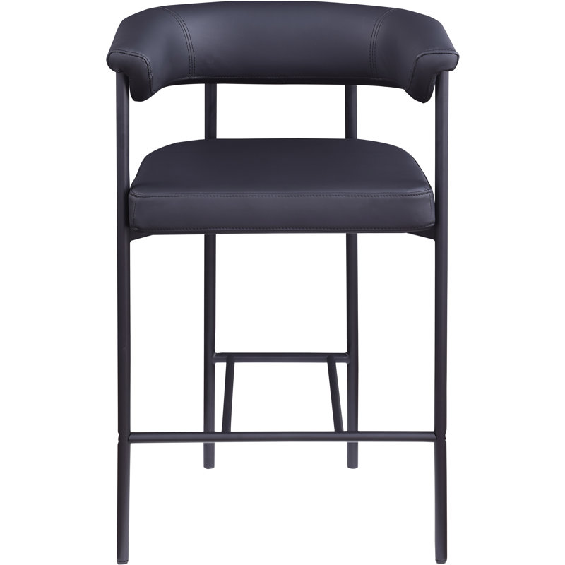 Tabouret de comptoir Malin, Cuir végétalien noir