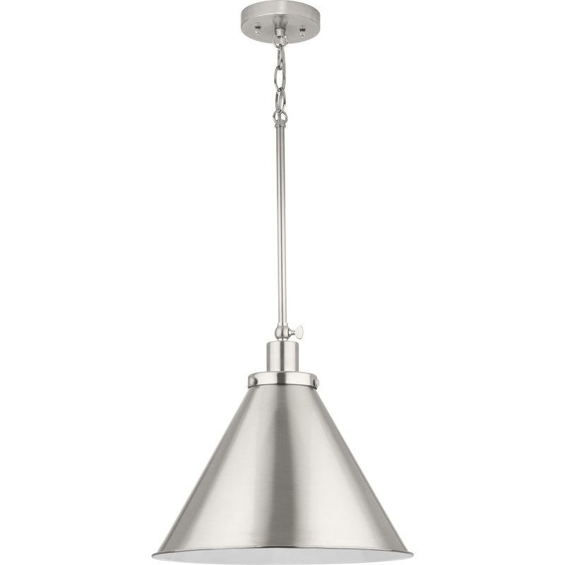Luminaire suspendu conique à 1 lumière Haydenville, Nickel brossé, Nickel brossé