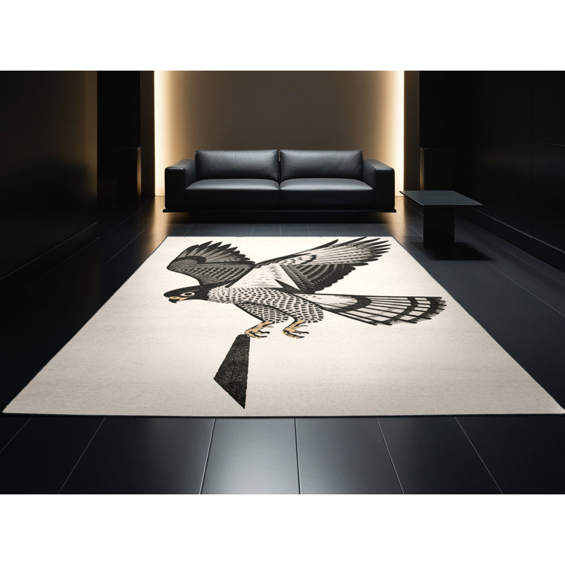 Tapis beige doux et moelleux à motif géométrique moderne Fincastle Falcon, 4 x 6