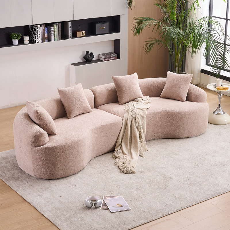 Canapé luxueux pour le salon avec coussins moelleux et design élégant, Tissu beige