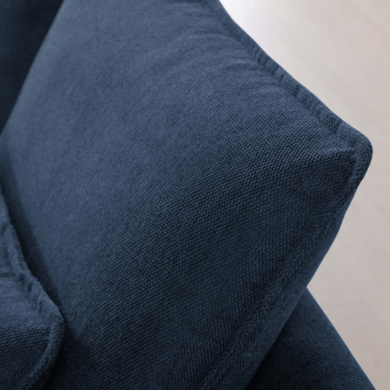 Canapé confortable à 6 places avec console et porte-gobelets pour le salon, Tissu bleu