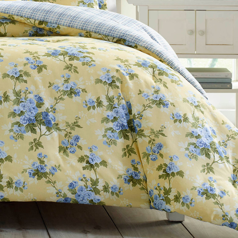 King Blue and Yellow Cotton Reversible Comforter Set