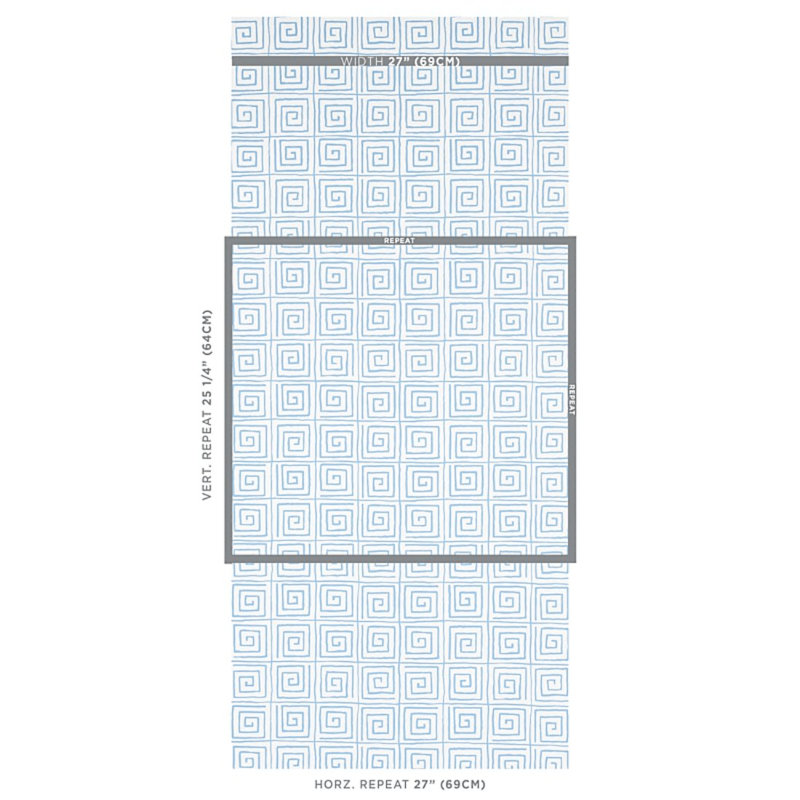 Schumacher x Cristina Buckley Trousdale Wallpaper, Aqua