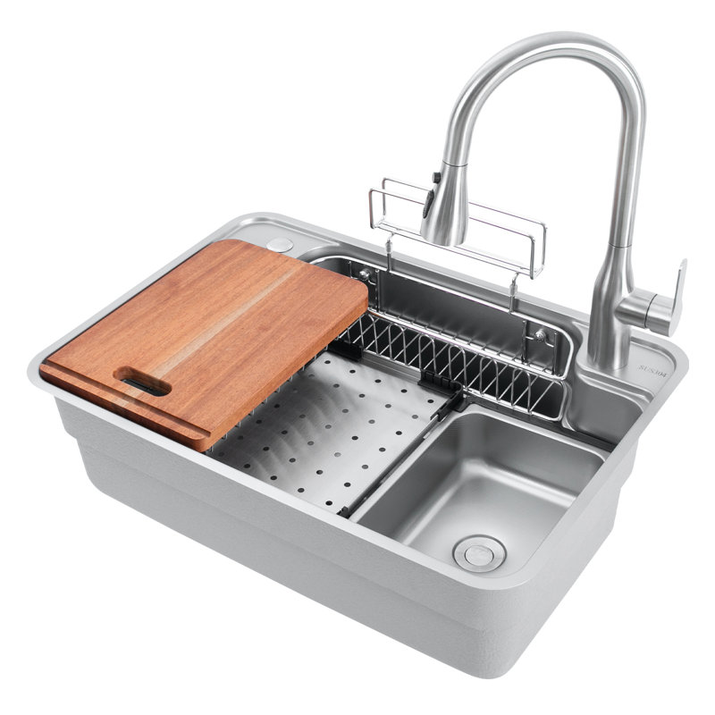 Évier de cuisine en acier inoxydable 27,55 po L