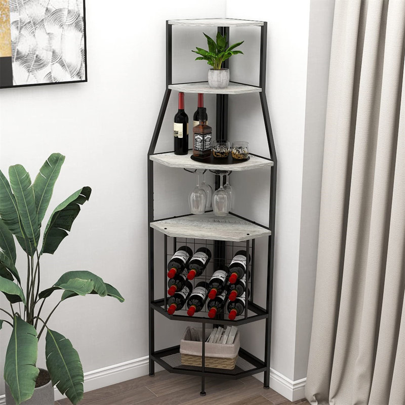 Support à vin et porte-bouteilles Xaime, Noir / gris