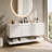 48 Inch Wall Mounted Bathroom Vanity Cabinet, Floating MDF Vanity with 3 Drawers and Open Bottom Shelf, White Painted Bathroom Vanity with Handleless Design, Composite Sink Top