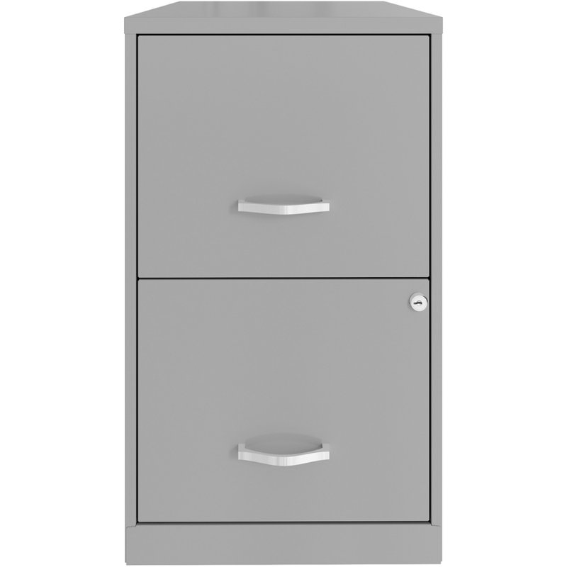 Silver 18" Vertical 2-Drawer Lockable File Cabinet