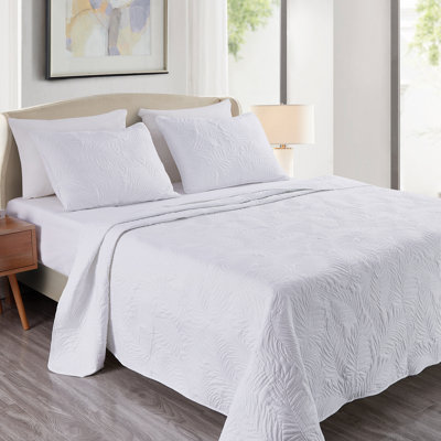 Coastal Palm Embroidered Quilt Set