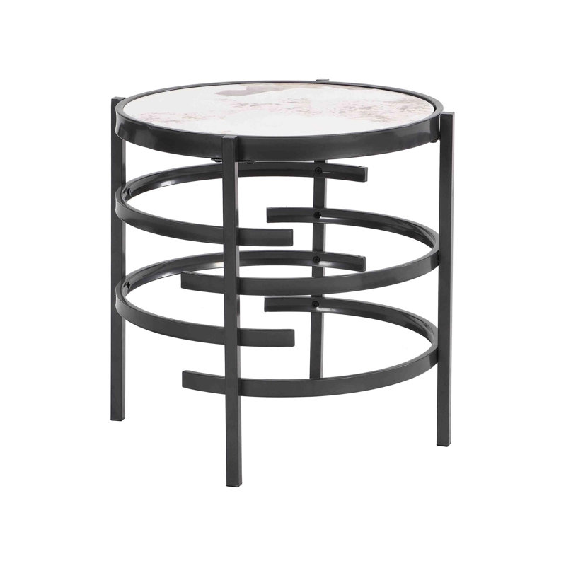 Modern Side Table, Pandora Sintered Stone End Table, Small Coffee Table, Gray