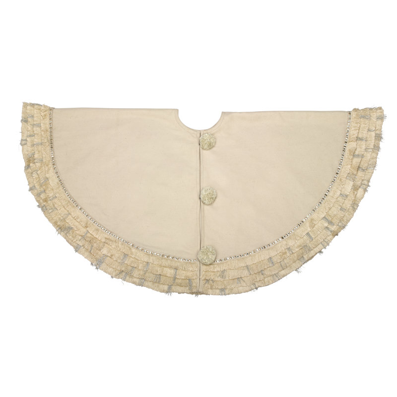 Handmade Christmas Tree Skirt, Cream