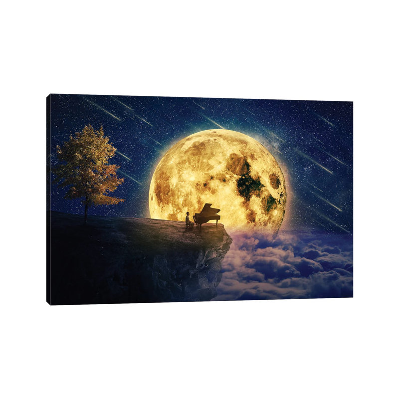Midnight Piano Lullaby - Print on Canvas, 20.32 cm H x 30.48 cm W, Wrapped Canvas