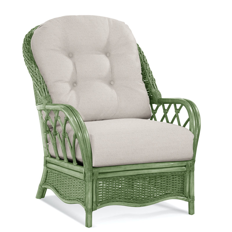 Chaise avec accoudoirs en rotin Everglade, Céleri, Performance texturée blanche; 0865-91