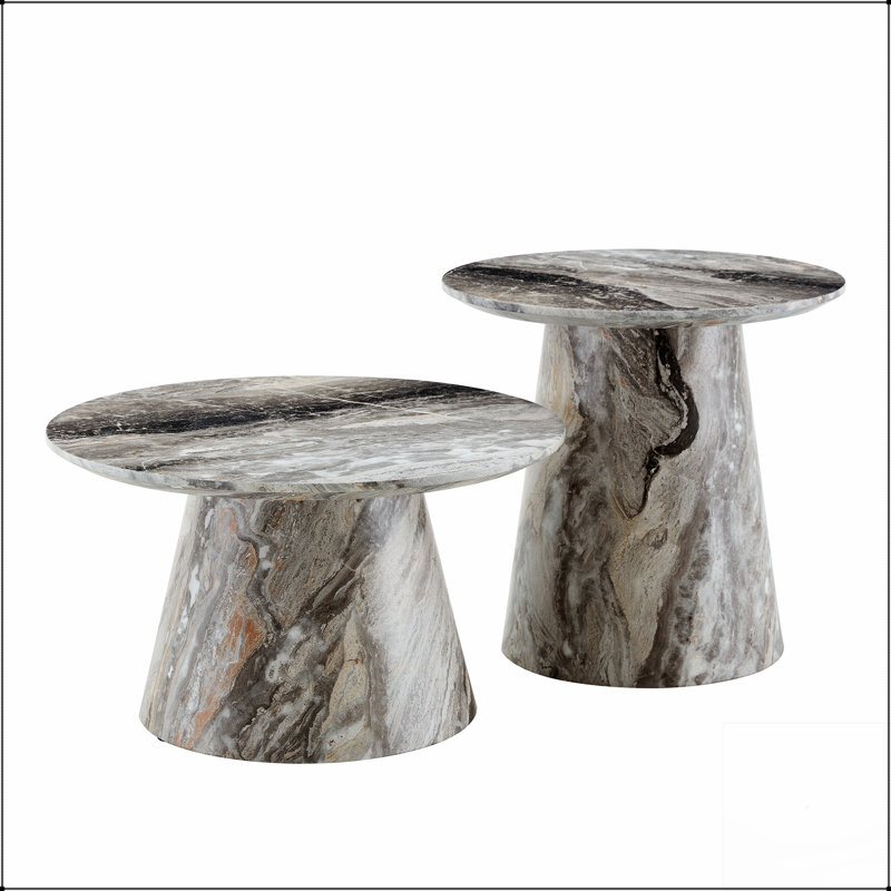 Ensemble de tables basses imbriquées de style médiéval-moderne, conception ronde classique pour les salons simples et les espaces de bureau