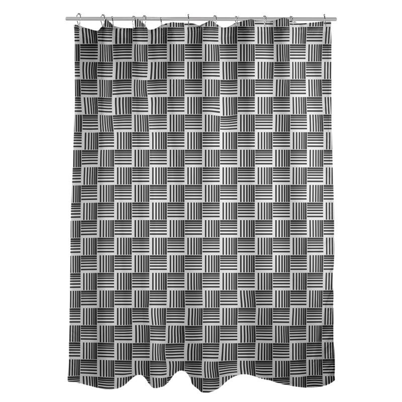 Rideau de douche simple basketweave rayures classic, Noir