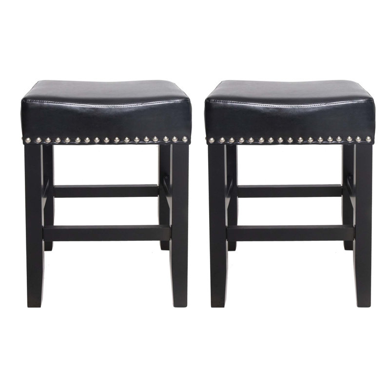 Tabouret de comptoir sans dossier, ensemble de 2, Noir, noir, noir, noir