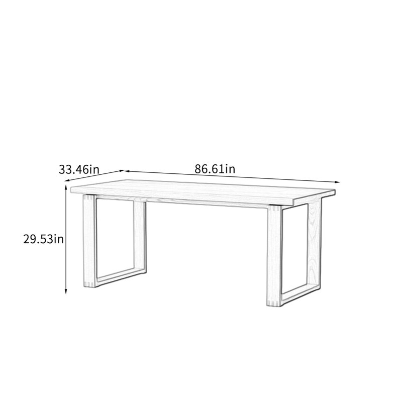 Red Oak Dining Table with Sturdy Structure., 29.53"H x 86.61"L x 33.46"W