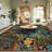 Floral Machine Washable Rugs with Rubber Backing for Living Room Non Slip Stain Resistant Carpet for Bedroom Living Room-2121552736